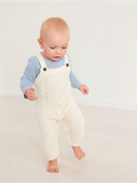 Hanna Andersson Other - Cream Cable-Knit Overalls with Button Straps